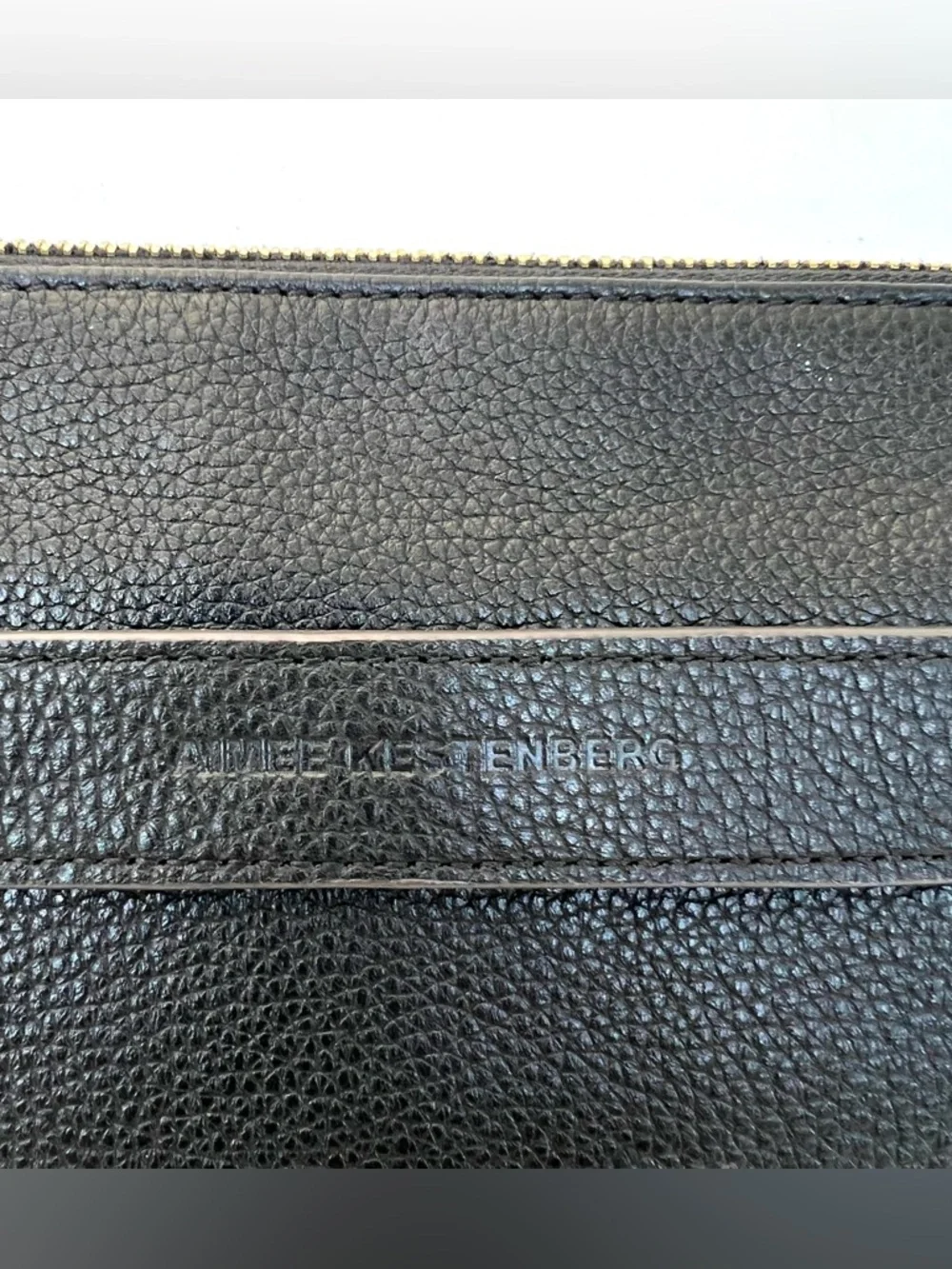 AIMEE KESTENBERG Melville Black Pebbled Leather Zipper Closure Clutch Wristlet